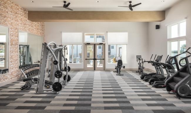 a room with exercise equipment