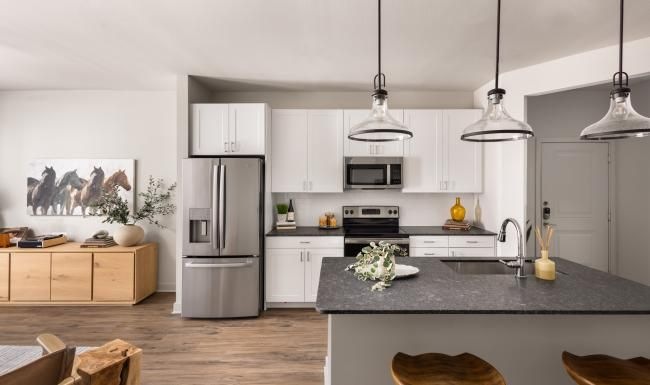 Well-lit kitchen with ample counter space