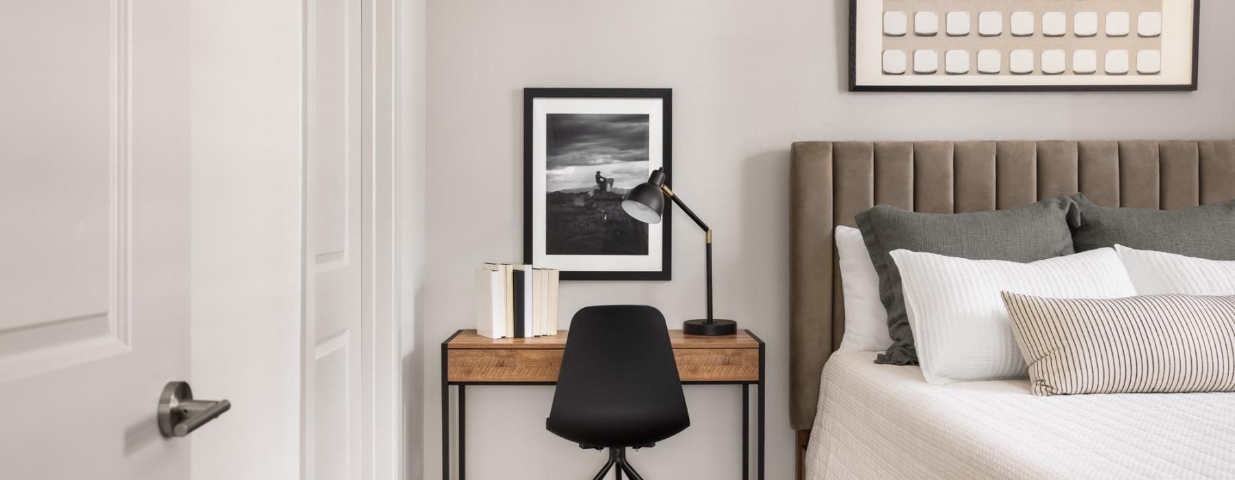 a room with a bed and a chair